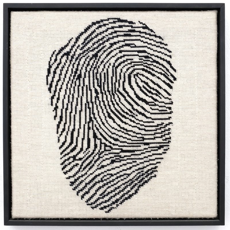 o.T. 2018; 46,5 x 46 cm, Stickmuster