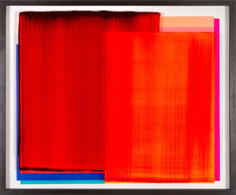 "Work Piece" 2020; 70 x 85 cm, acrylic behind glass, acrylic and chrome varnish on wood