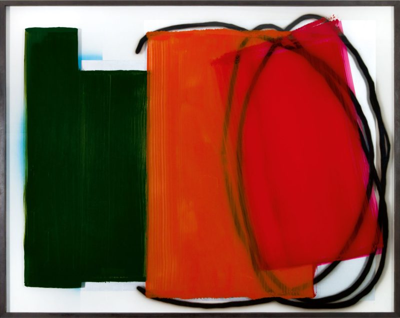 "Flags" 2018; 122 x 152 cm, acrylic behind glass acrylic and varnish on wood