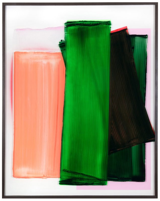 Alert, 155 x 122 cm, acrylic behind glass, acrylic and chrome varnish on wood, 2018